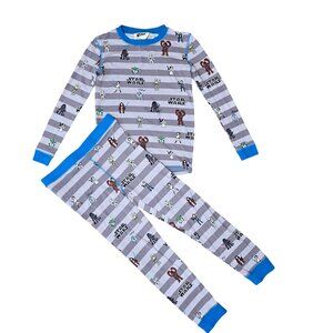 Star Wars Kids Pajama Set By Munki Munki Gray Blue Stripes Long Sleeve/Pants 10